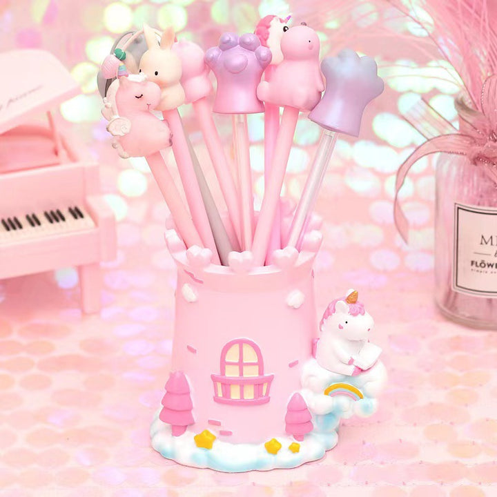 Decorative animal figure with pencil holder and light