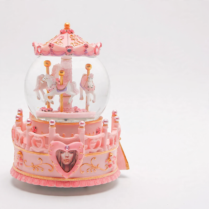 Crystal music box with carousel design