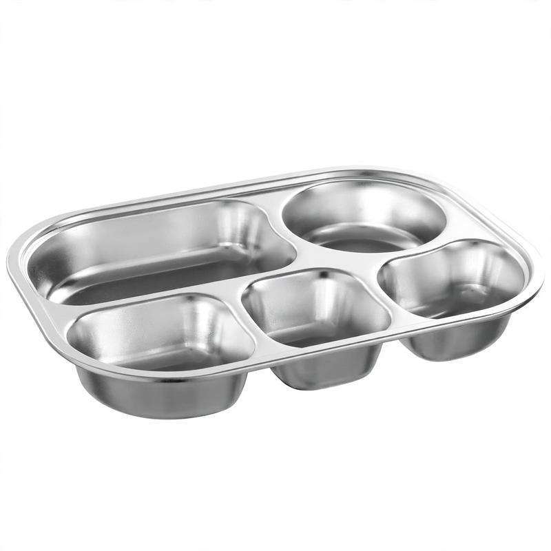 Stainless steel tray with compartments, square