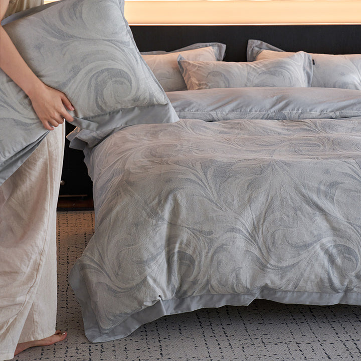 Cotton bedding set, 4-piece, jacquard pattern