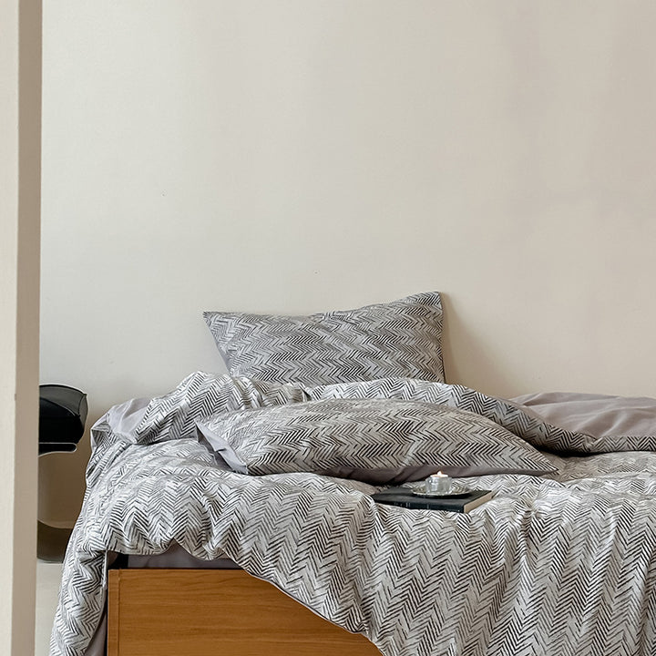 Cotton bedding set, 4-piece, jacquard pattern