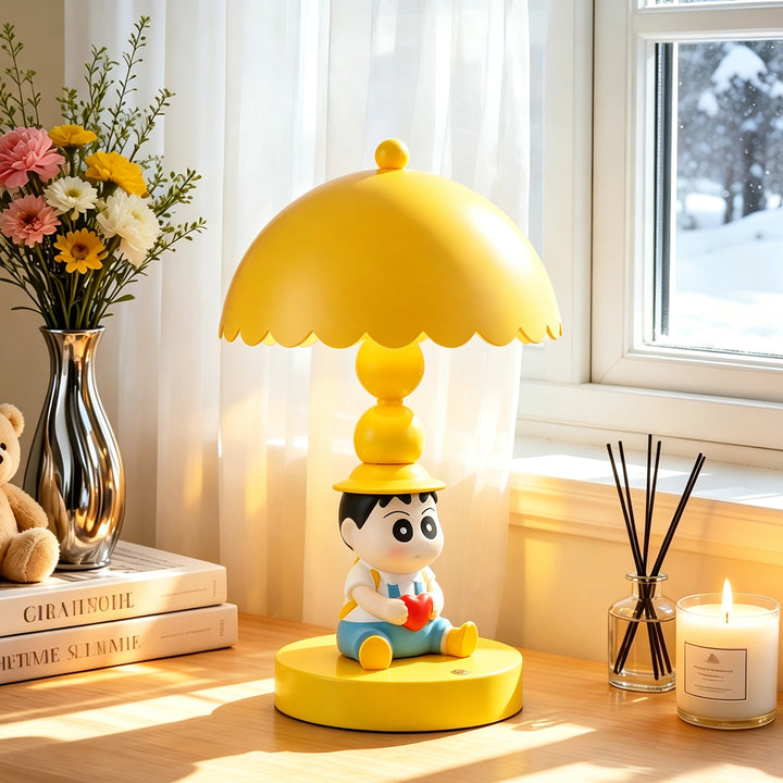 Cartoon table lamp with heart gesture, touch control