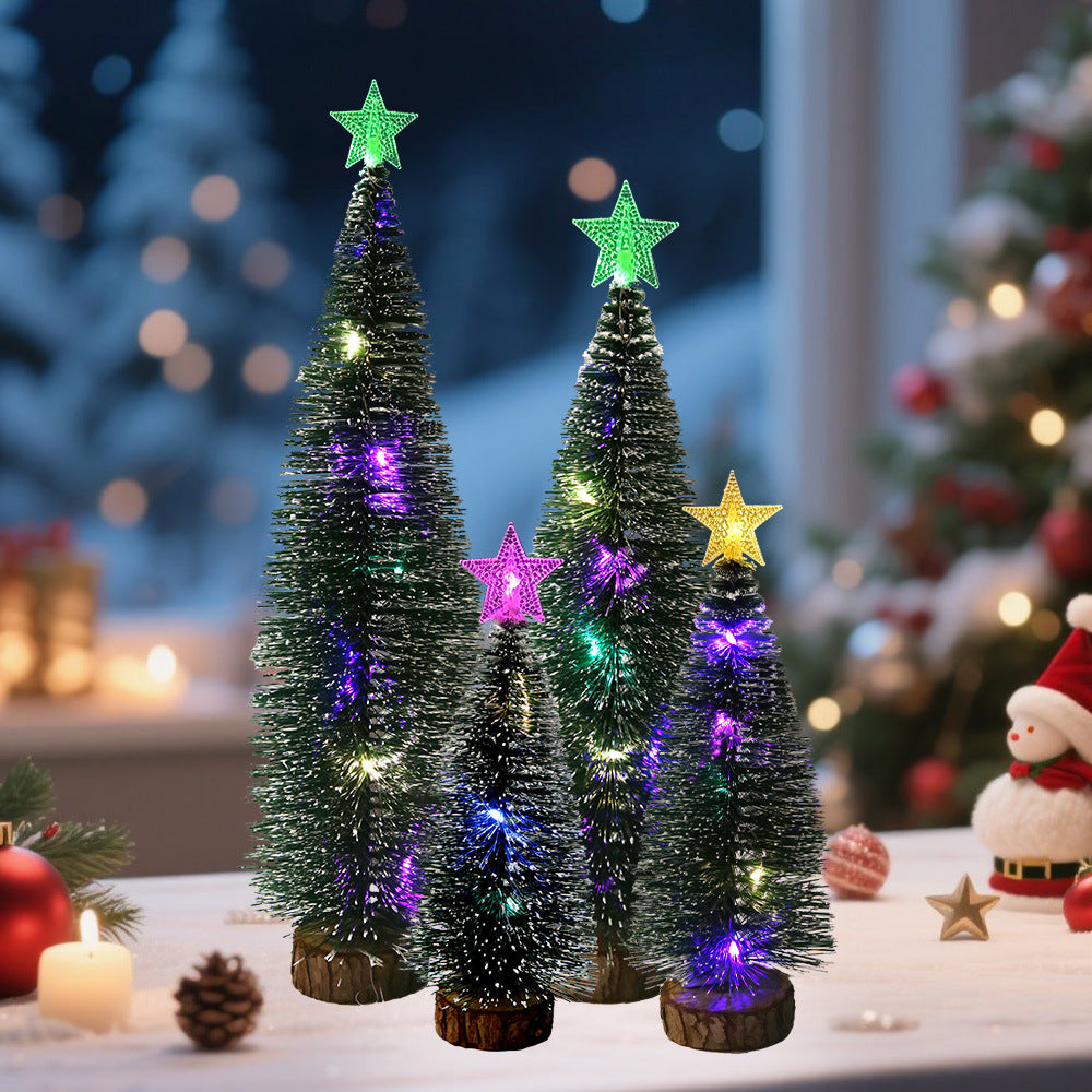 Illuminated Mini Christmas Tree with Snow Look