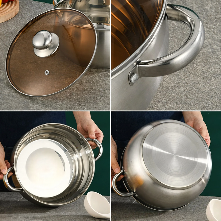 Stainless Steel Soup Pot 24 cm with Glass Lid