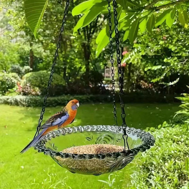 Hanging feeder and birdbath made of plastic
