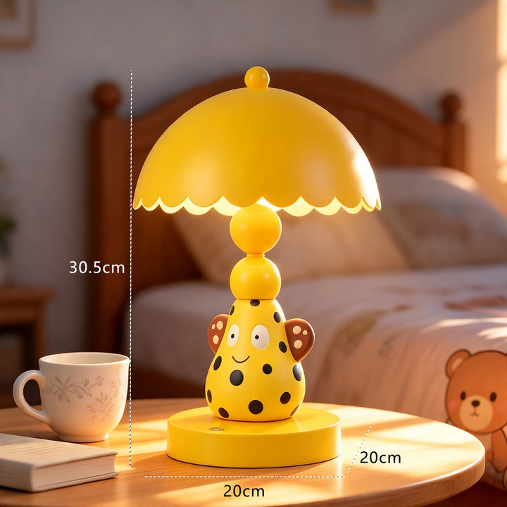 Colorful pear table lamp with polka dot pattern