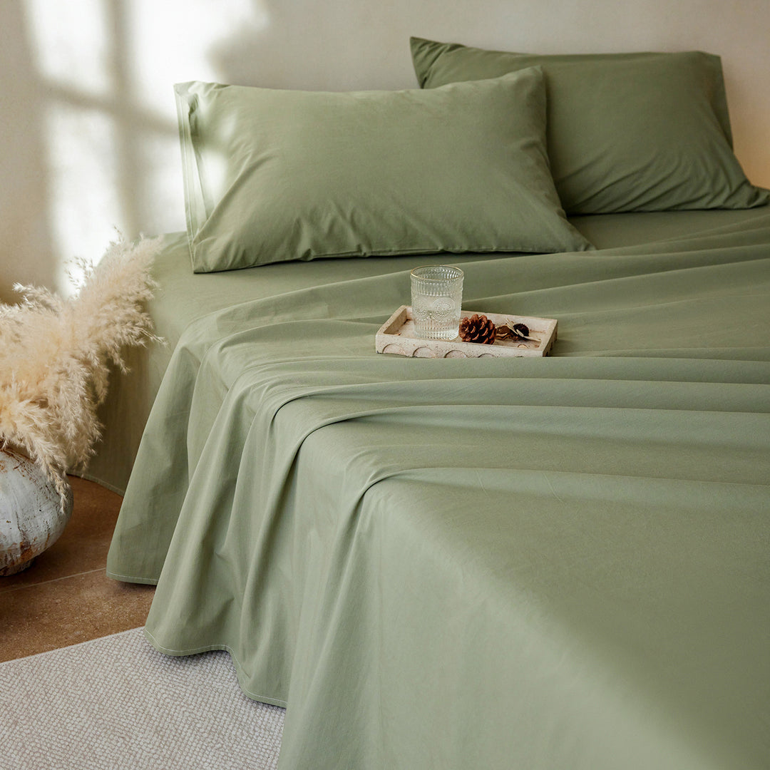 Long staple cotton bed sheet, sand washed