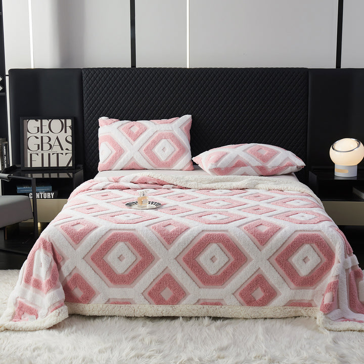 Geometric throwing blanket, double-layered, various sizes