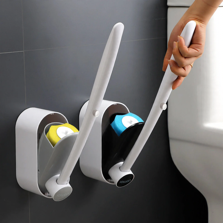 Disposable toilet brush with long handle