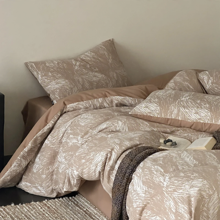 Cotton bedding set, 4-piece, geometric pattern