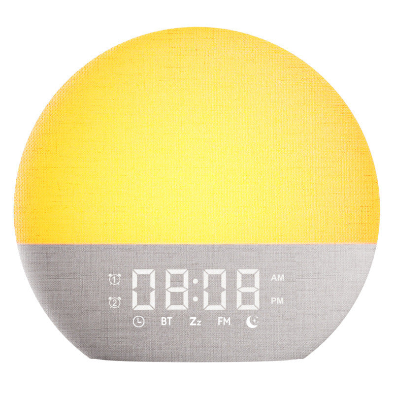 Digital alarm clock with sunrise light and mood lighting