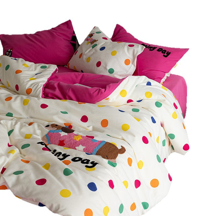 Cotton bedding set, cartoon pattern, 4-piece