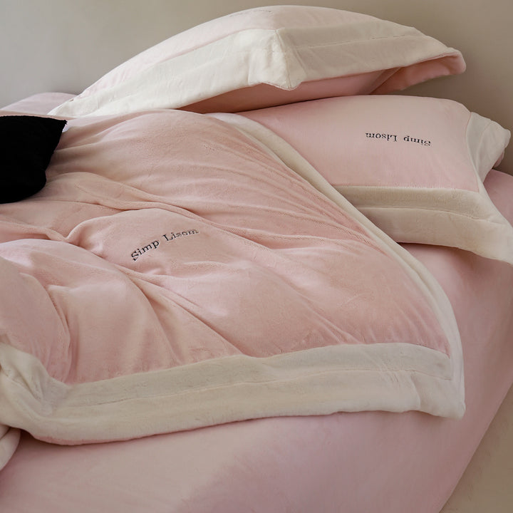 Milk fiber bedding set, fleece, winter, solid color