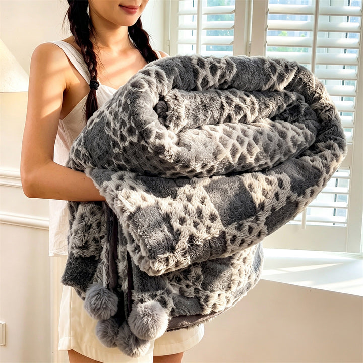 Wool blanket made of milk fiber, check pattern, 100×150 cm