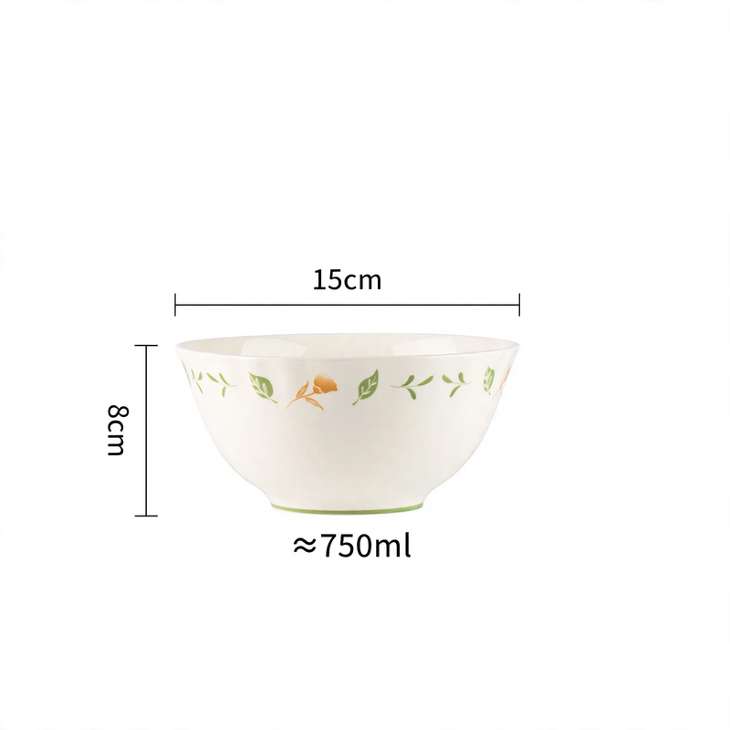 Ceramic dish set, floral pattern, Japanese style