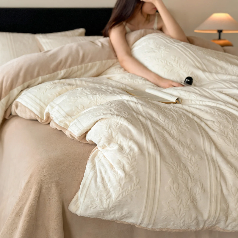 Milk fiber duvet cover set, geometric pattern, modern