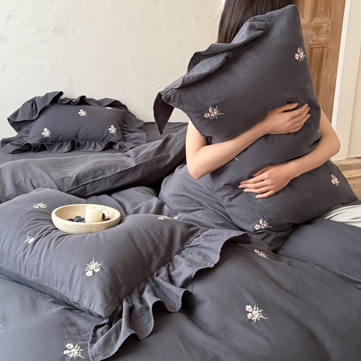 Cotton bedding set, 4-piece, crinkle structure