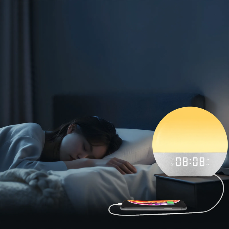 Wake light with sunrise simulation and FM radio