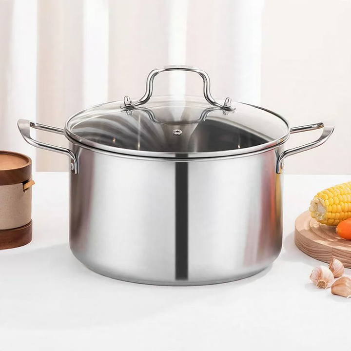 Stainless Steel Soup Pot 24 cm with Glass Lid