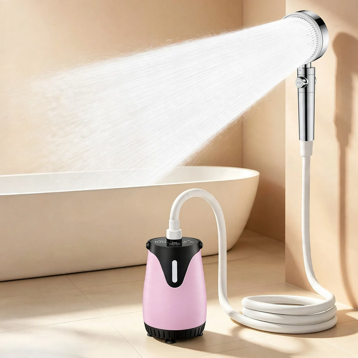 Electric portable shower system with pump