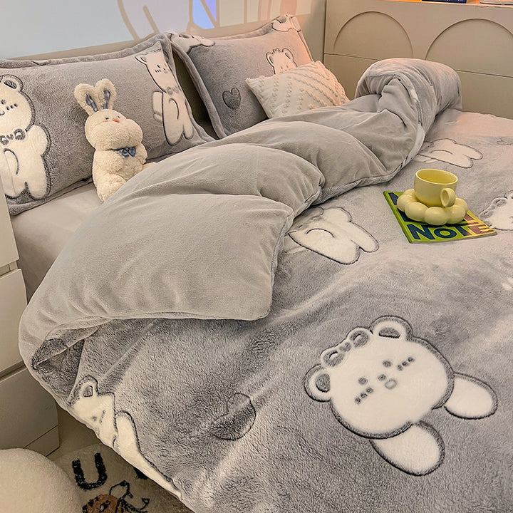 Duvet cover with fleece lining, cartoon design