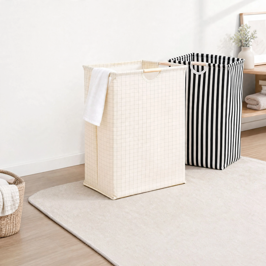 Laundry basket made of cotton and linen, foldable