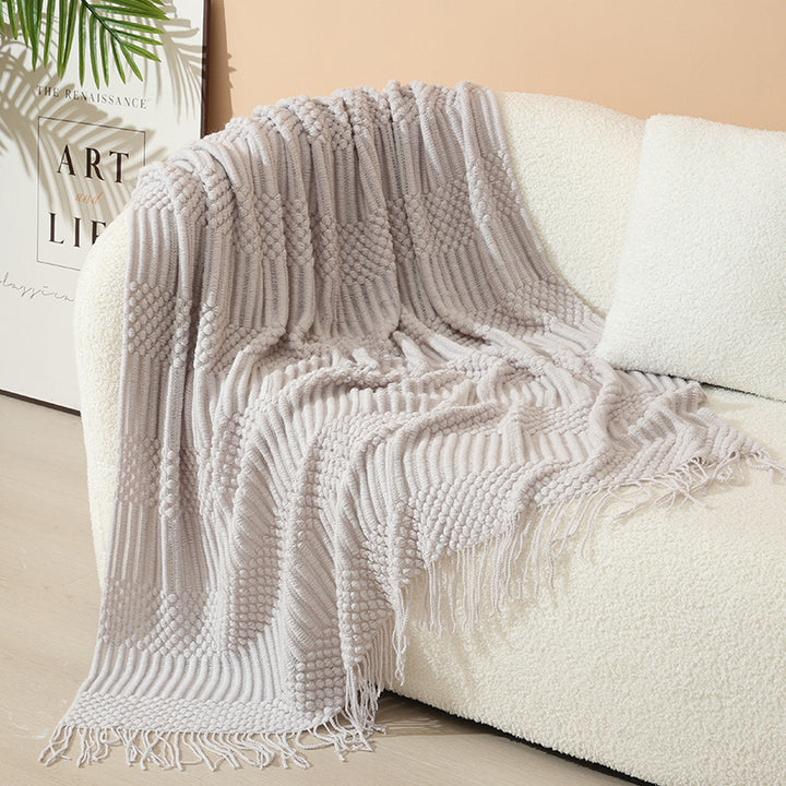 Nordic knit blanket with fringes, acrylic, various sizes
