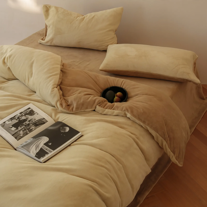 Milk fiber bedding set, 4-piece, winter, solid color