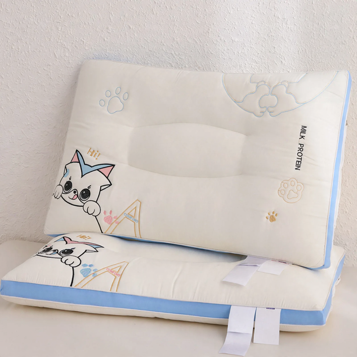 Neck support pillow with embroidery