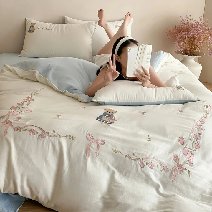 Bedding set made of double-layer cotton gauze, child-friendly