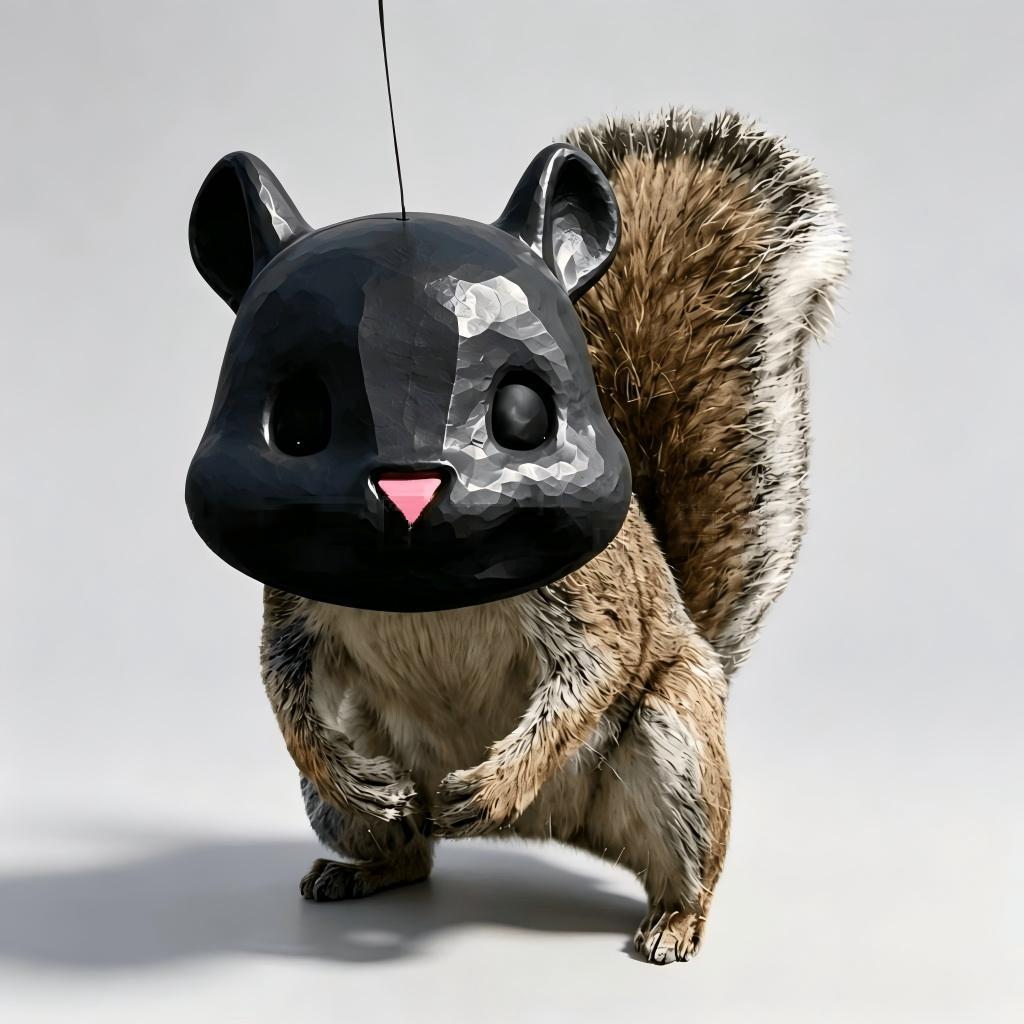 Decorative squirrel feeding station made of resin