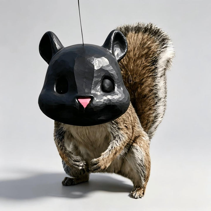 Decorative squirrel feeding station made of resin