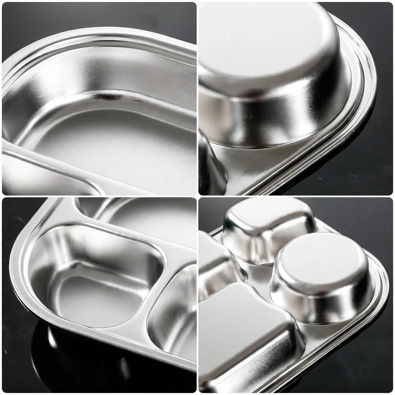 Stainless steel tray with compartments, square
