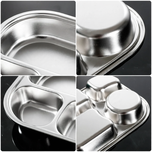 Stainless steel tray with compartments, square
