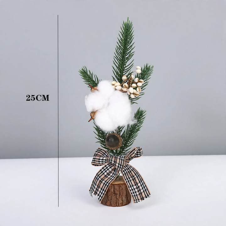 Mini Christmas tree table decoration with pine cones