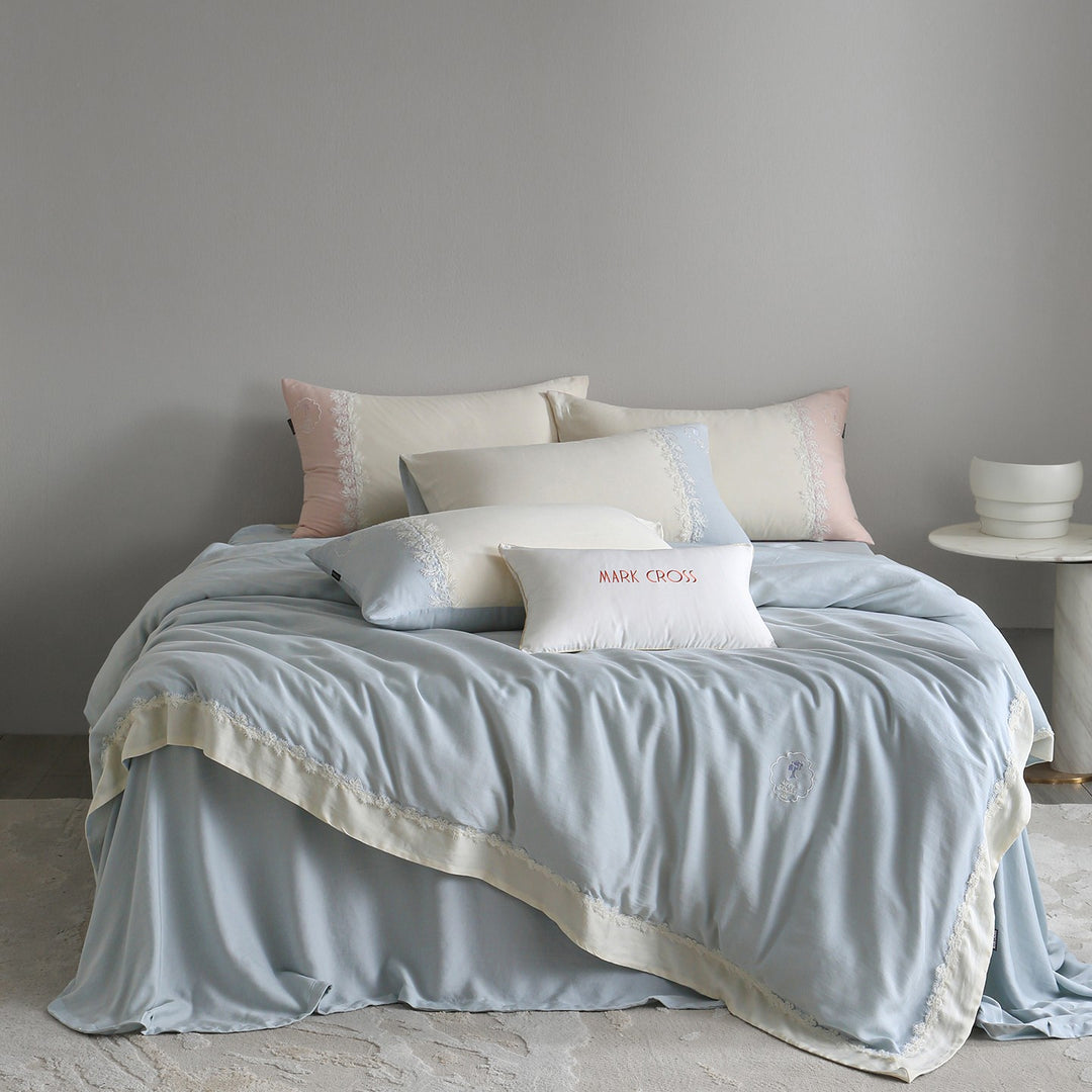 Elegant Tencel bedding set with lace trim