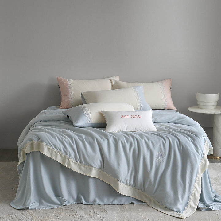 Elegant Tencel bedding set with lace trim