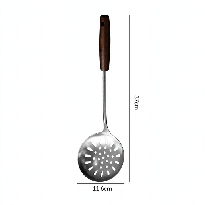 Kitchen utensil set, stainless steel with wooden handle