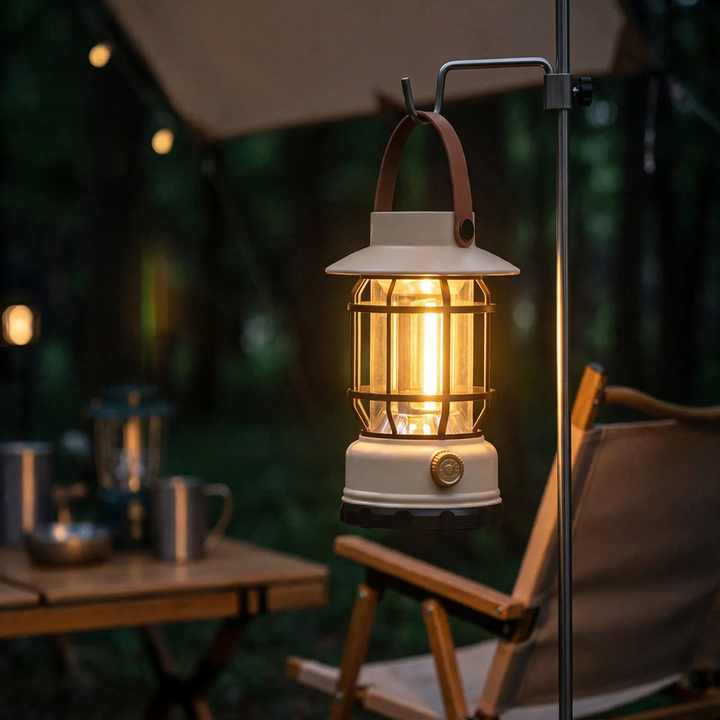 LED camping lamp with battery and emergency light function