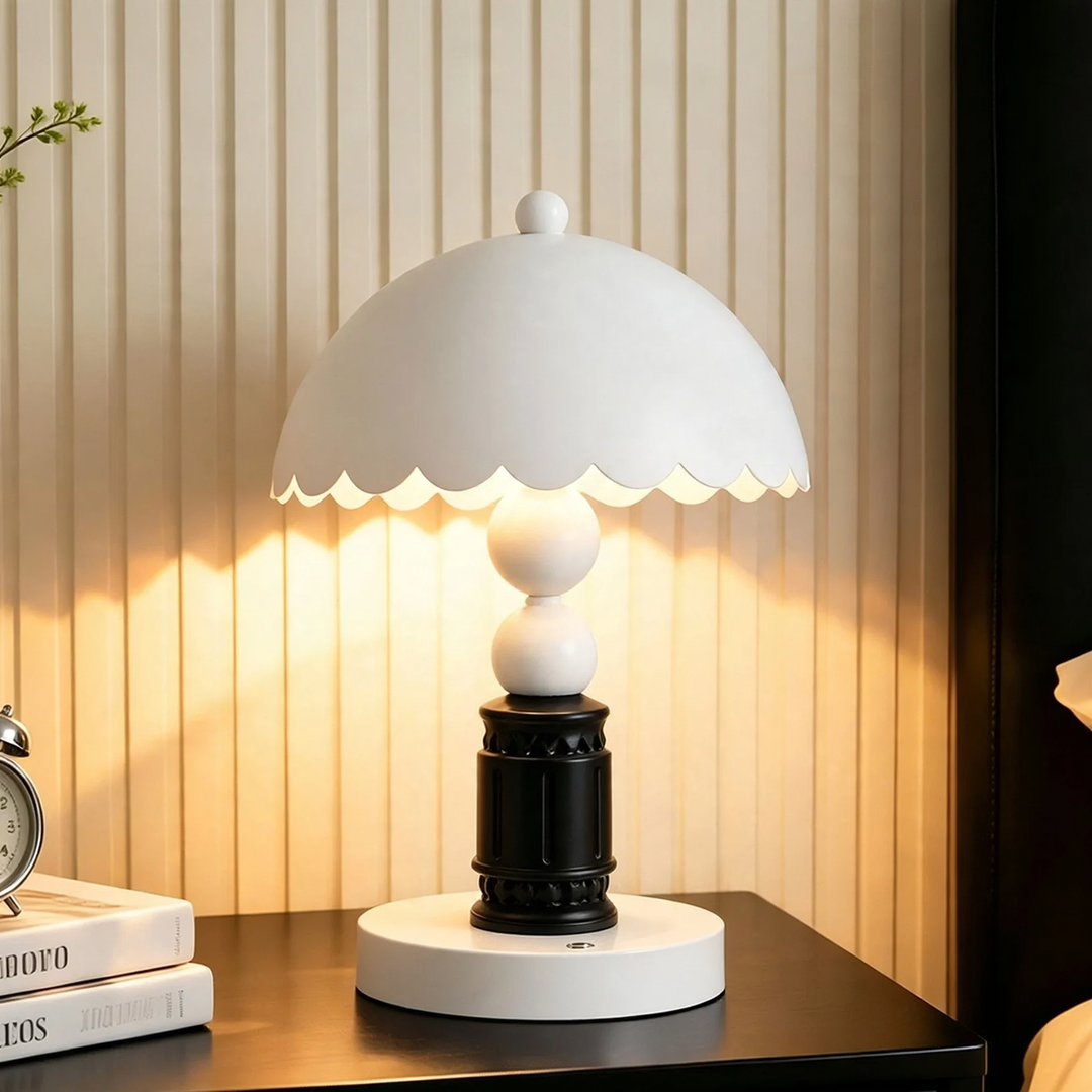 Table lamp with relief pattern, column shape