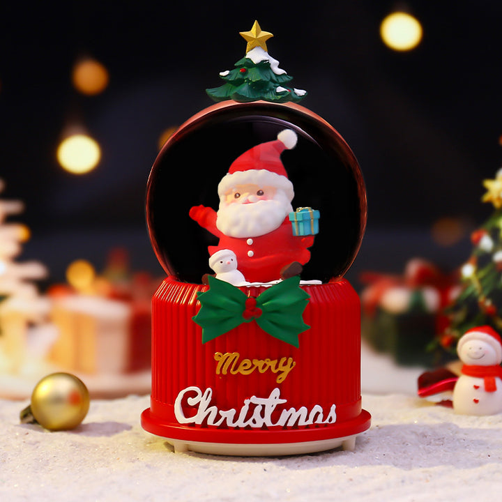 Christmas music box with glass sphere and snow effect