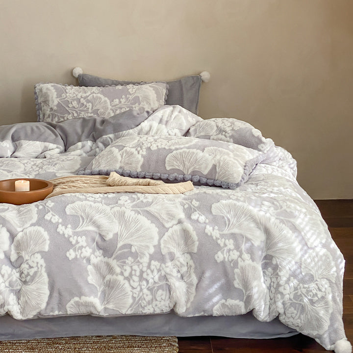 Milk fiber fleece bedding set, double-sided, winter warm