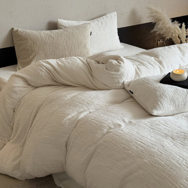 Fluffy milk fiber fleece bedding set, 4-piece
