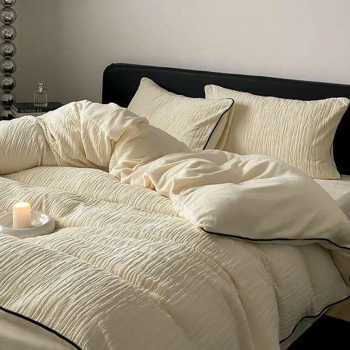 Milk fiber fleece bedding set, textured
