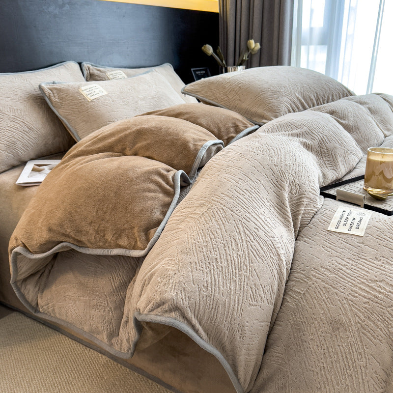 Milk fiber bedding set, 4-piece, double-sided