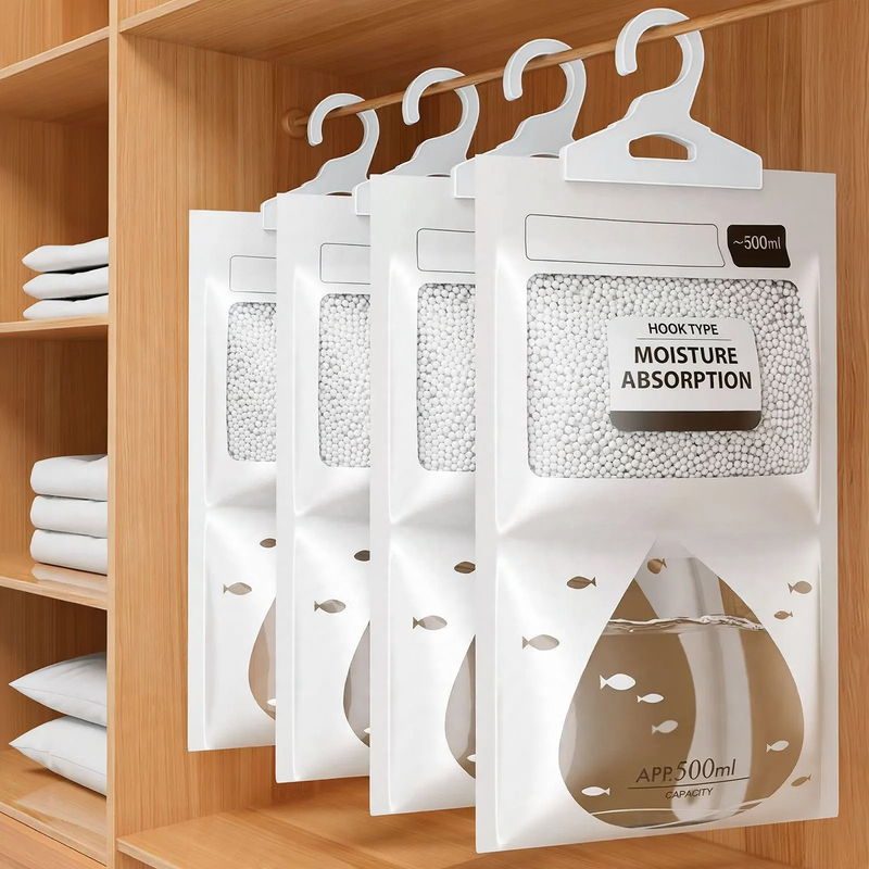 Hanging dehumidifier bag for wardrobes