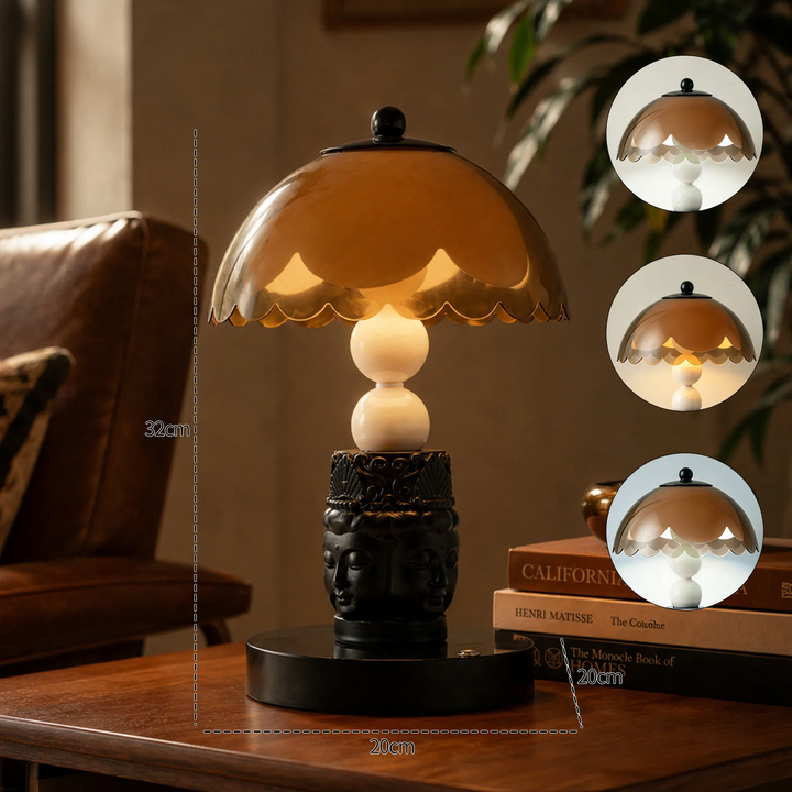 Nightstand lamp with face motif, dimmable