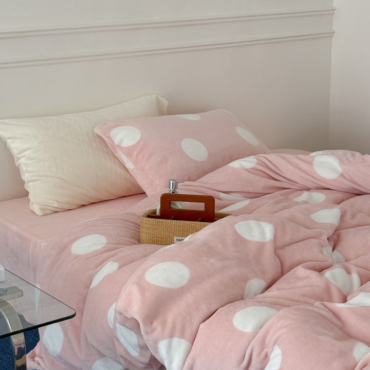 Warm milk fiber fleece bedding set, 4-piece