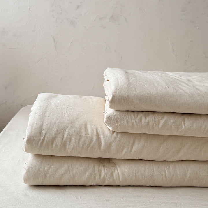 Linen-Cotton Quilted Blanket, Cotton Filling