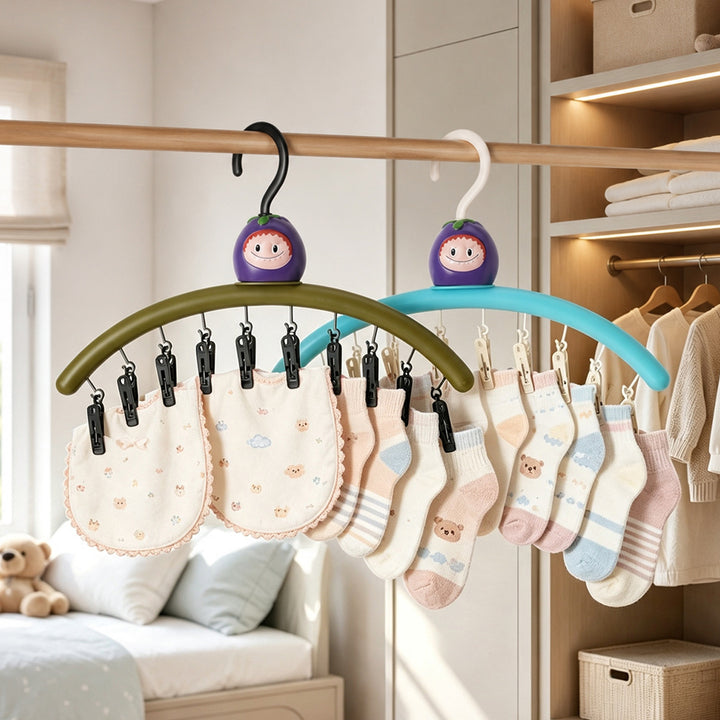 Cartoon clothes drying rack aubergine with clips
